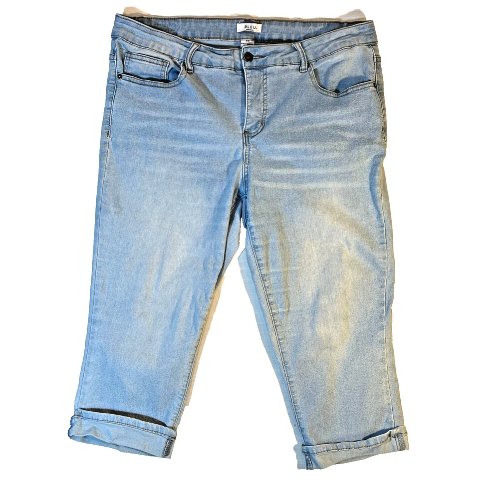 BLEU Capri Jeans Womens 16W Light Blue 5-Pocket Cuffed Hem